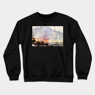 Cypress Seascape Monterey Bay 2021 Digital Watercolor Crewneck Sweatshirt